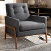 Baxton Studio Perris Dark Grey Upholstered Walnut Wood Lounge Chair 150-8742